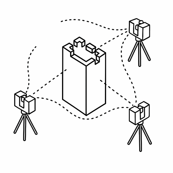 3D scanner going around a tower