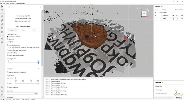 Roman lantern 3D scanned using the  spider scanner