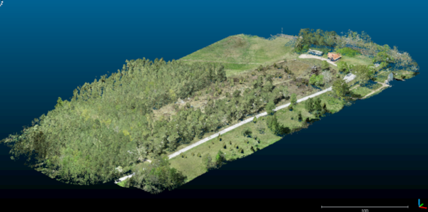 Lidar dataset visualized in cloudcompare