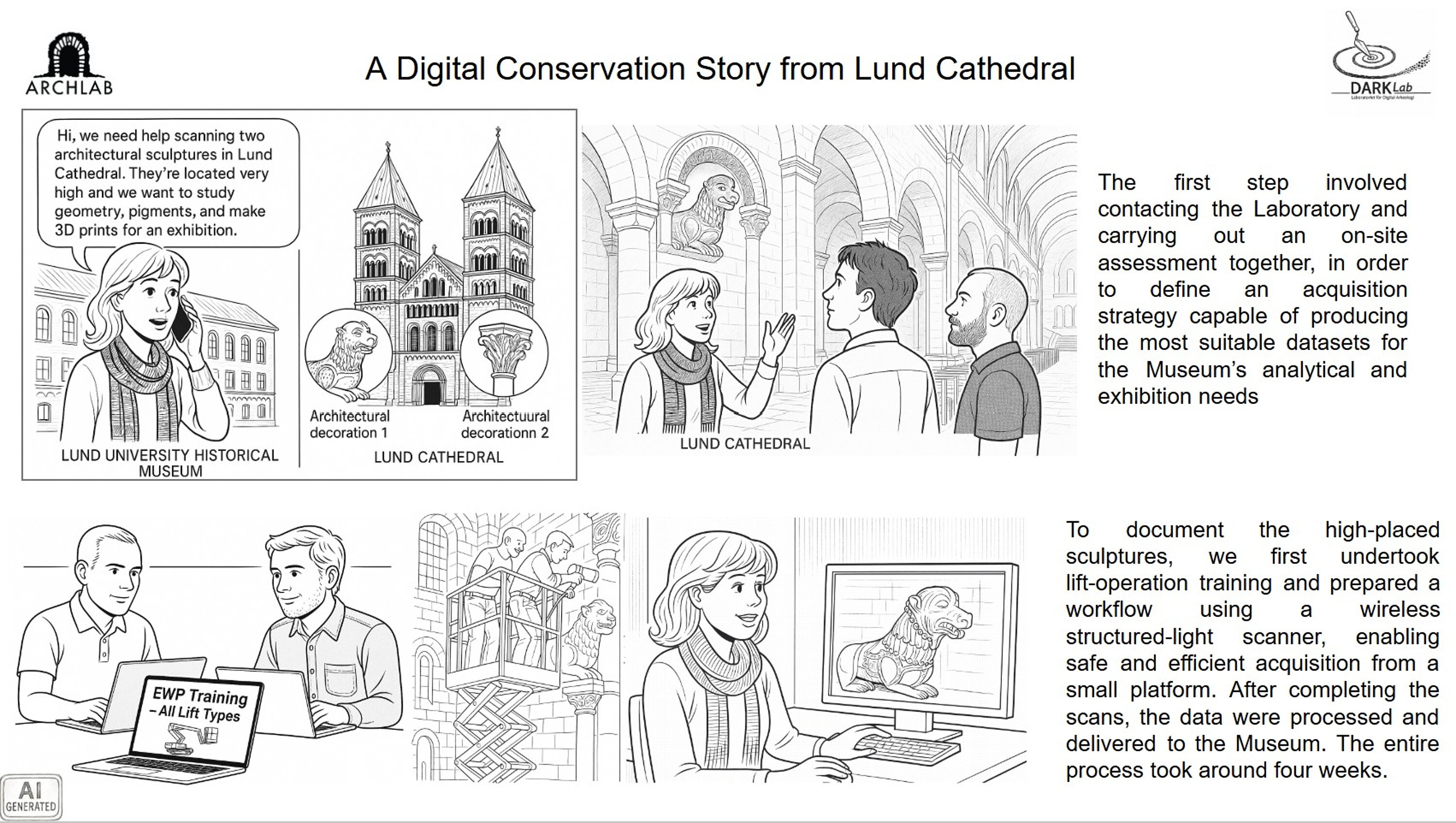 Comic illustrating the story of how the project was developed