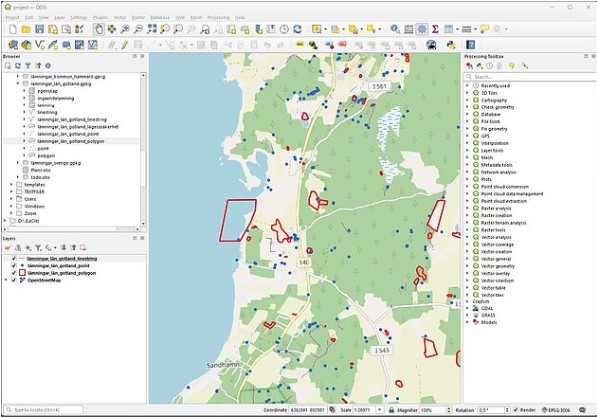 screenshot of QGIS  analysis